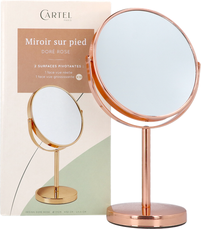 Cartel Miroir Pied Or Rose X10 Asie 17cm 2
