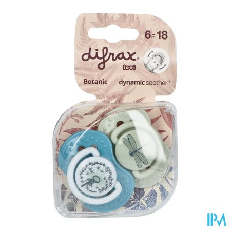 Difrax Fopspeen Dynamic Botanic Blue&green 6-18m 2 2