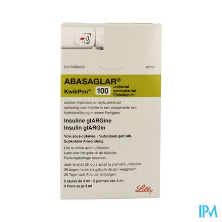 Abasaglar Kwikpen 100u/ml Stylo Preremp. 5x3ml 1