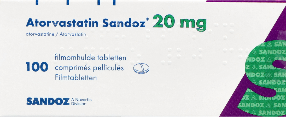 Atorvastatin 20mg Sandoz Comp Pell 100 Alu/alu 2