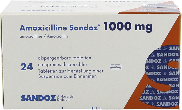 Amoxicilline Sandoz 1000mg Tabl Disp 24 4
