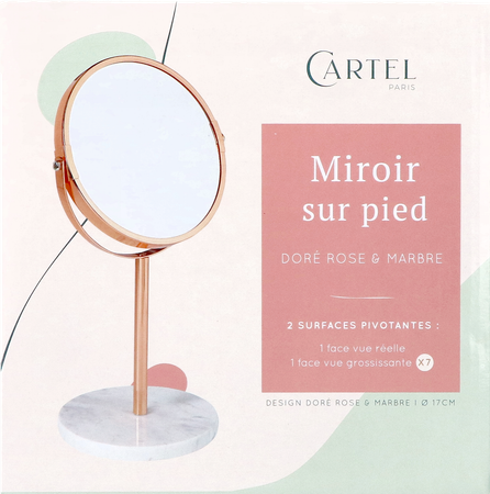 Cartel Miroir Pied Rose Marbre X7 Asie 17cm 1