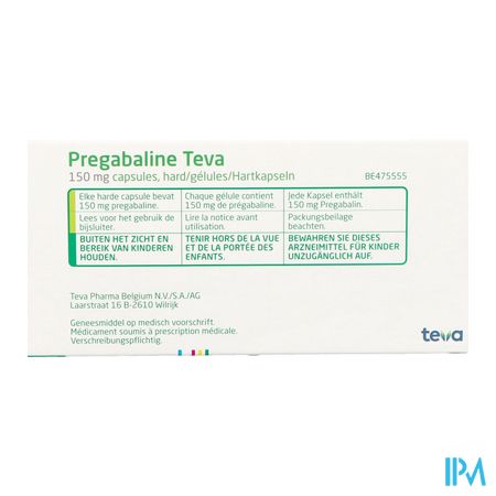 Pregabaline Teva 150mg Caps Hard 56 X 150mg 4