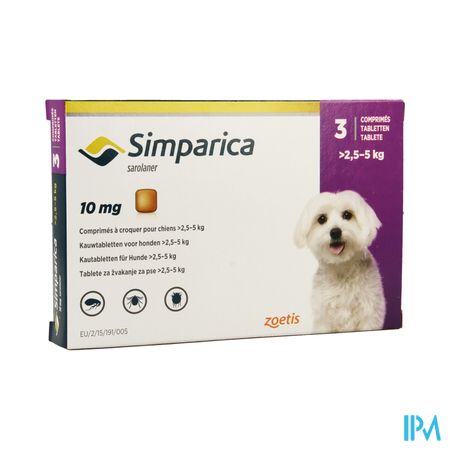 Simparica 10mg Hond 2,5-5kg Kauwtabl 3