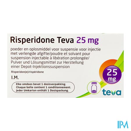Risperidone Teva 25 mg inj. susp. verl. afgifte (pdr. + oplosm.) i.m. flac. + voorgev. spuit 25 mg + 2 ml 1
