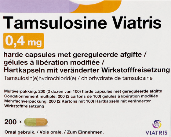 Tamsulosine Viatris 0,4mg Verl.afg.caps 200 Blist. 2