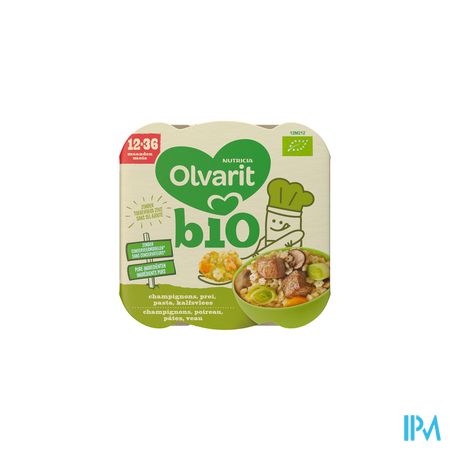 Olvarit Bio 12-36m Champign. Prei Pasta Kalfsvlees