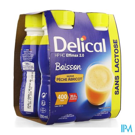 Delical Effimax 2.0 Peche Abricot 4x200ml