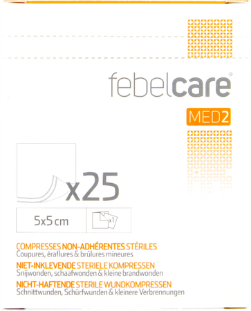 Febelcare Med2 Komp.n/inkl. Ster. 5,0x 5,0cm 25x1 3