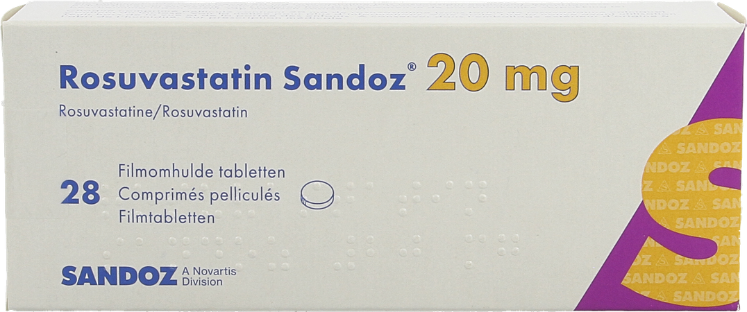 Rosuvastatin Sandoz 20mg Comp Pell 28 Opa/alu/pvc 2