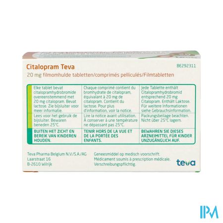 Citalopram Teva Comp Pell. 98 X 20mg 1