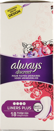 Always Discreet Incontinence Liners Plus Spx18 1