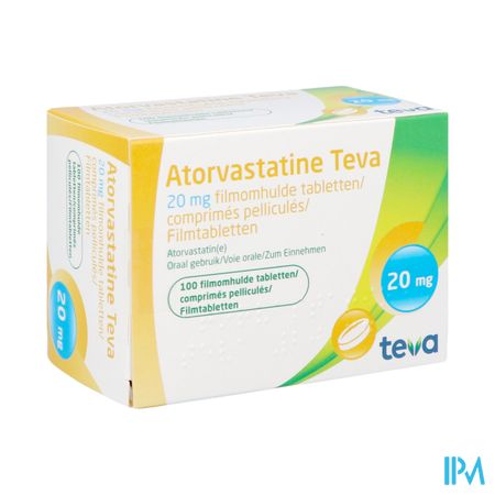 Atorvastatine Teva 20mg Filmomh Tabl 100 Blister