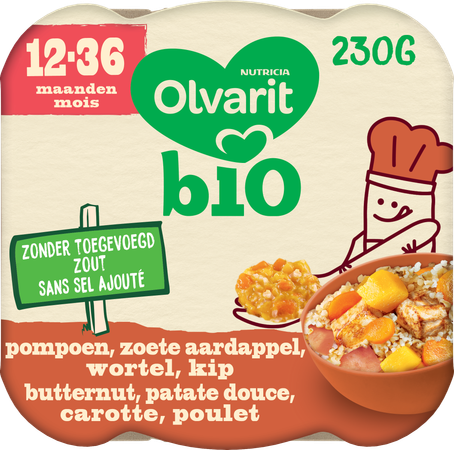 Olvarit Bio 12-36m Buttern.pat.douce Carot. Poulet 2