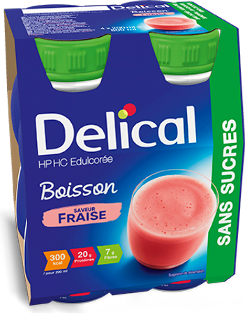 Delical Melkdrank Hp-hc Z/suiker Aardbei 4x200ml 2