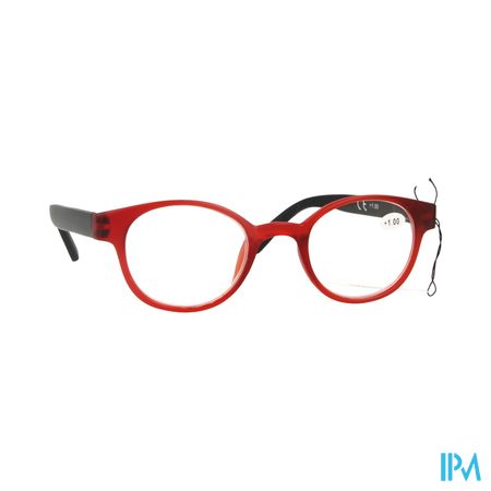 Pharmaglasses Leesbril Round +1.00 Red/black