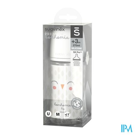 Suavinex Bonhomia Bottleglas Sili.feath.beige240ml 3