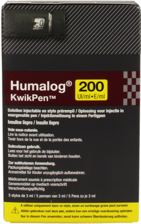 Humalog 200ie/ml Kwikpen Voorgevulde Pen 5x3ml 3