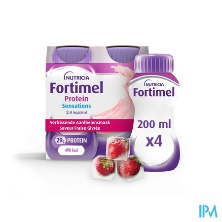 Fortimel Protein 2.4kcal Verfriss Aardbei 4x200ml