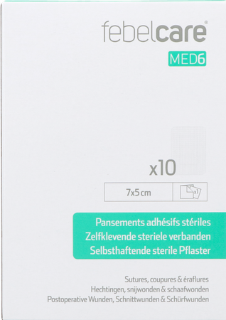 Febelcare Med6 Zelfkl. Steriele Verband.7x5cm 10st 4