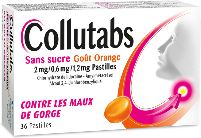 Collutabs Sans Sucre Goût Orange 2mg/0,6mg/1,2mg Pastilles main product photo