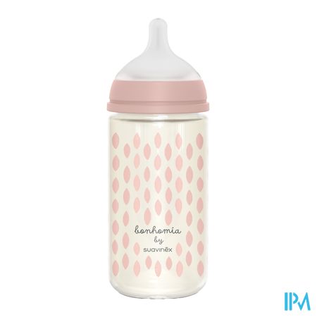 Suavinex Bonhomia Bottleglas Sili.featherpink240ml 6