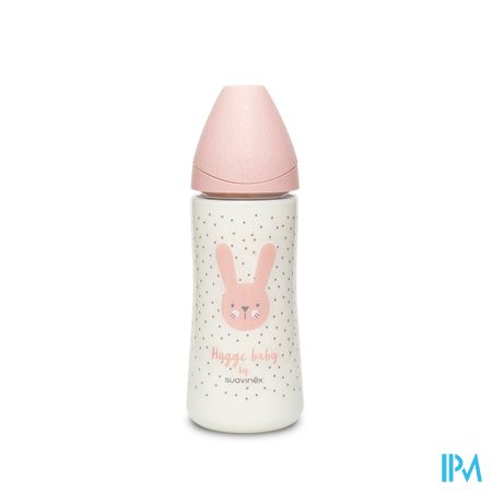 Suavinex Hygge Biberon Silic. +4l 360ml Lapin Rose