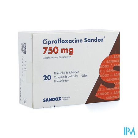 Ciprofloxacine Sandoz 750mg Comp 20 X 750mg