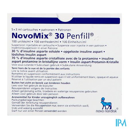Novomix 30 Penfill 5 X 3ml 100 U/ml 2