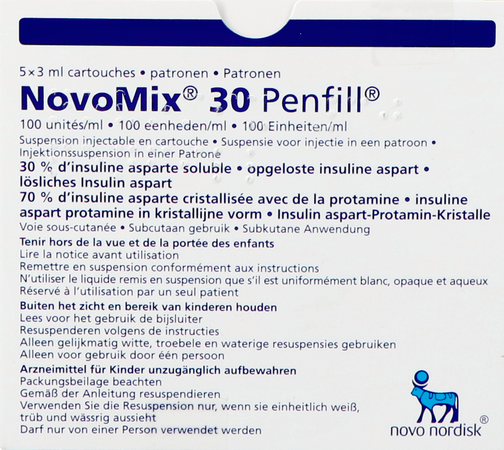 Novomix 30 Penfill 5 X 3ml 100 U/ml 2