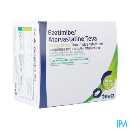 Ezetimibe Atorvastatine Teva 10/80mg Comp Pell 100