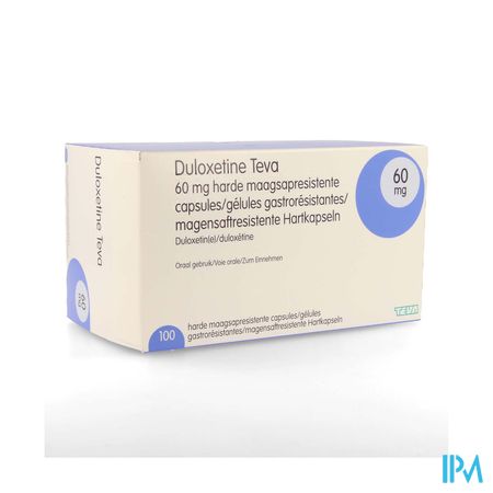 Duloxetine Teva 60mg Gastroresist. Caps Durs 100