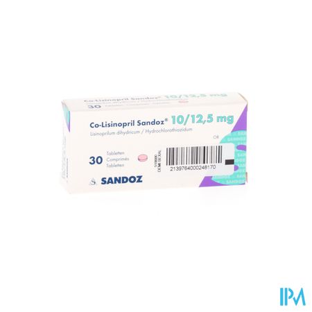 Co Lisinopril Sandoz Comp 30 X 10/12.5mg