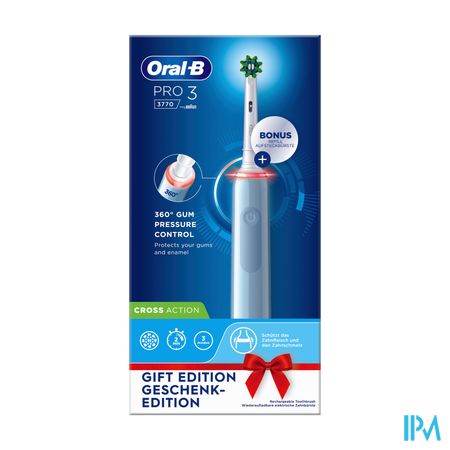 Oral-b Pro3 3770 Blue Eb50rb+eb60 + 2 Pin Box