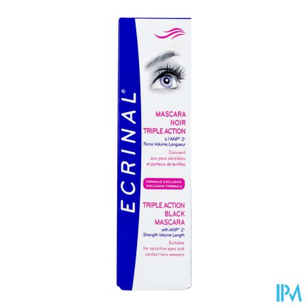 Ecrinal Zwarte Mascara Drievoudige Werking 7,4ml 3