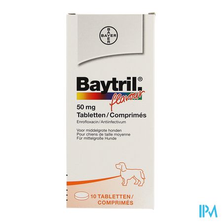 Baytril Flavour Hond/kat Tabl 10 X 50mg 2