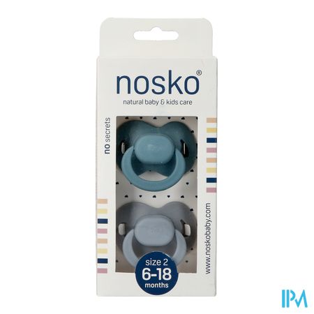Nosko Fopspeen 6-18 M Whale Blue + Mouse Grey 2