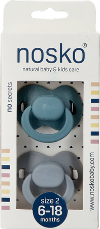 Nosko Fopspeen 6-18 M Whale Blue + Mouse Grey 2