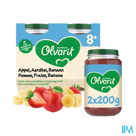 Olvarit Fruit Pomme Fraise Cassis 2x200g 8m60