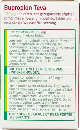 Bupropion Teva 150mg Geregul.afgifte Comp 90 6