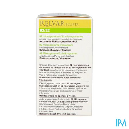 Relvar Ellipta 92/22mcg Pdr Inhal 1x30dose Pip 2