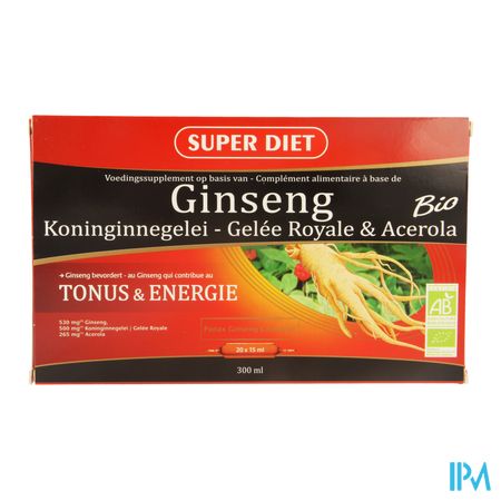 Superdiet Ginseng-koninginnegelei Bio Amp 20x15ml 3