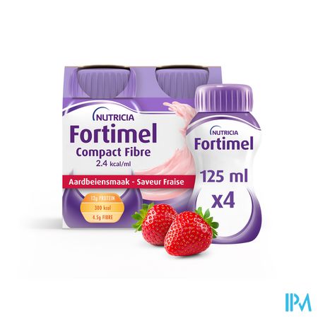 Fortimel Compact Fiber 2.4kcal Aardbei 4x125ml