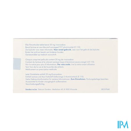 Rivaroxaban Sandoz 20mg Filmomh Tabl 28 1