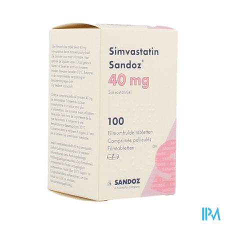 Simvastatin Sandoz 40mg Filmomh Tabl 100 Flacon