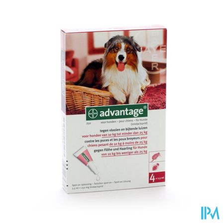 Advantage 250 Honden 10<25kg 4x2,5ml 1
