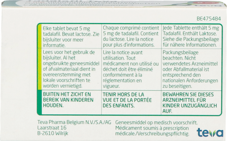 Tadalafil Teva Filmomh Tabl 28 X 5,0mg 5