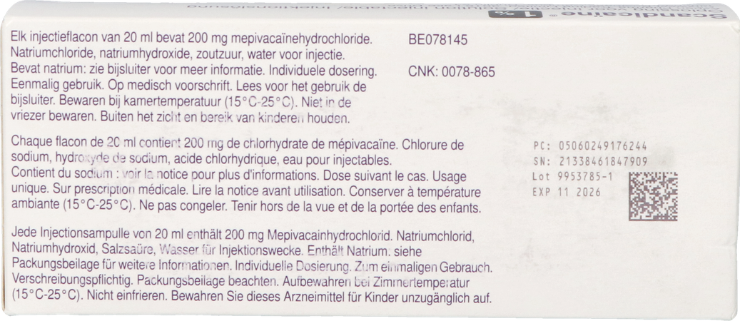 Scandicaine Sol. Inj. 5 X 20ml 1 % 3