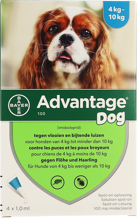 Advantage 100 Honden 4<10kg 4x1,0ml 2