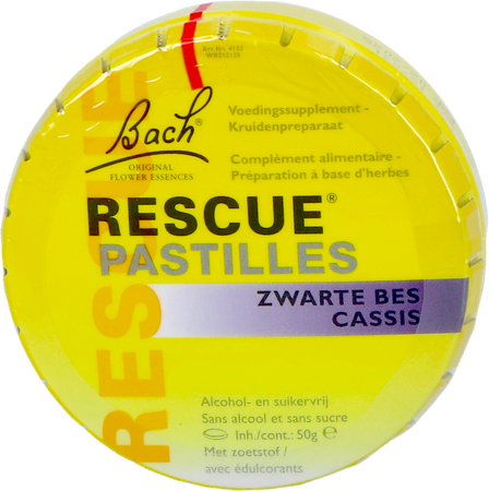 Bach Rescue Pastilles Zwarte Bes Suikervrij 50g 2